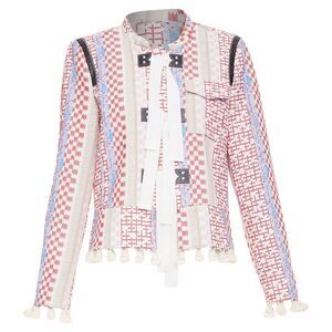 Altuzarra Ghianda geometric check weave pompom jacket